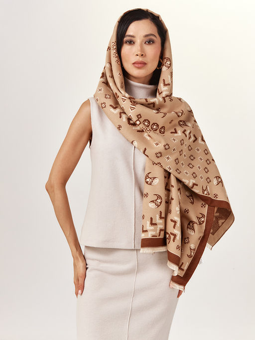 в составе ШЕРСТЬ  и КАШЕМИР Большой, мягкий, теплый  двусторонний палантин - Tantino фото 11