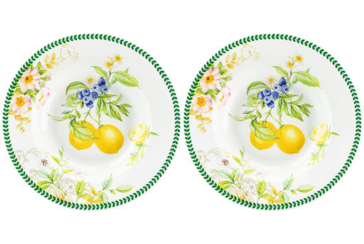 Набор тарелок 2 пр. 400 мл 22*22*4 см Лимоны глубокие, NEW BONE CHINA - Elan gallery фото 6