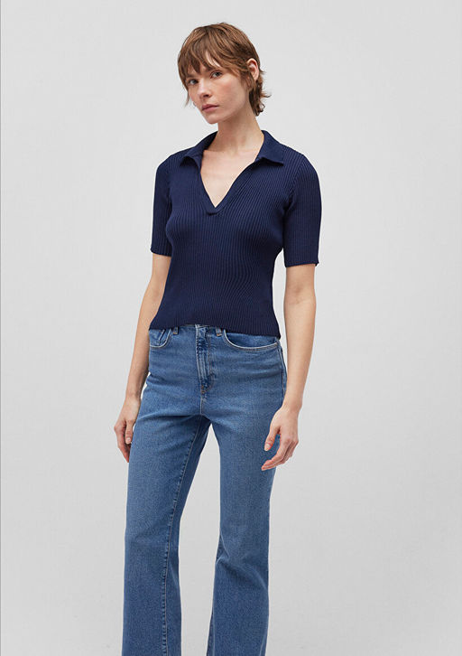 Polo Yaka Lacivert Kazak - Mavi фото 2