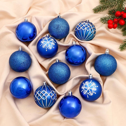 Ёлочные игрушки Эльза, шары новогодние, d=6 см, набор 12 шт., синий