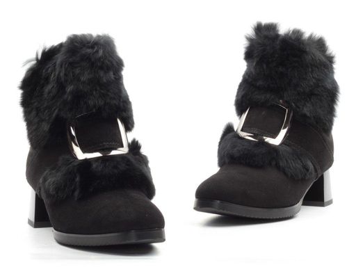 04-JM715-2 BLACK Ботинки женские (натуральная замша, натуральный мех (полностью)) - Фабричный китай фото 10