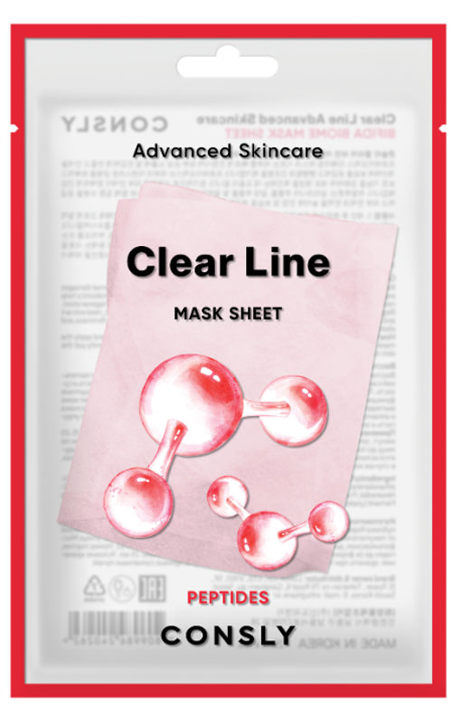 Consly Тканевая маска антивозрастная с пептидами Clear Line Advanced Skincare Peptides Mask Sheet (25 мл)  фото 2