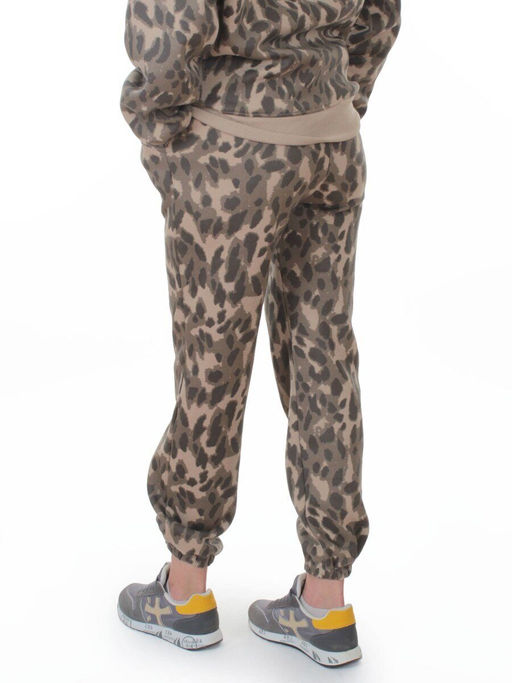 868-6 BEIGE/LEOPARD Костюм спортивный зимний женский (95% хлопок, 5% полиэстер)