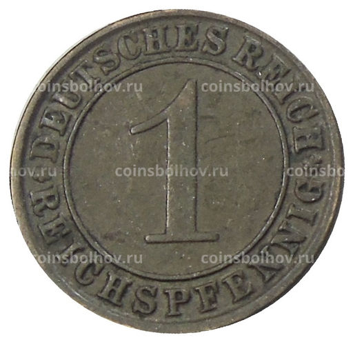 Монета 1 рейхспфенниг 1925 года J Германия