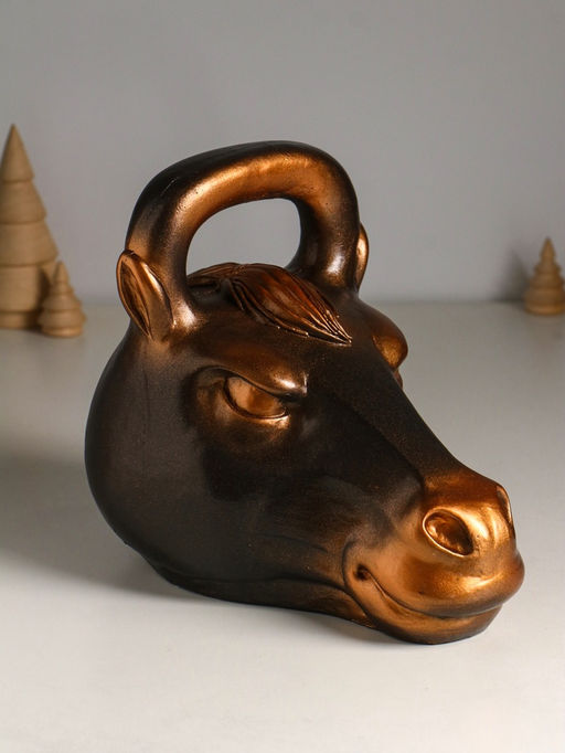 Копилка для денег Гиря конь, гипс, 21?25 см, под бронзу