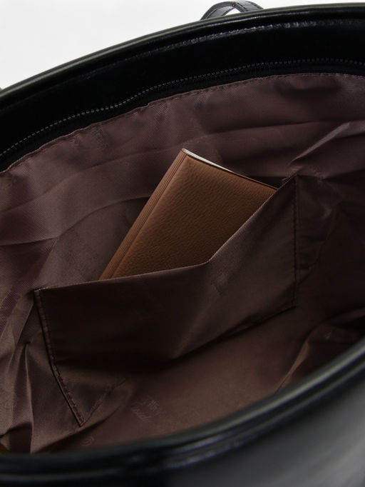 Сумка-шопер женская на молнии, размер 30.5×12×27 см, однотонная, чёрная