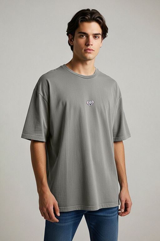Gri Oversize/Geni_ Kesim Koala Nak__l_ %100 Pamuklu T-Shirt TMNSS23TS00243 - Trendyolmilla фото 2