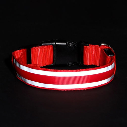 Ошейник с подсветкой Двойная полоса размер L, ОШ 45-52 х 2,5 см, 3 режима свечения красный - Пижон фото 9