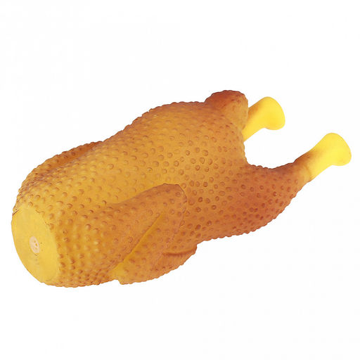 Игрушка для собаки Кура гриль 18х9х7см, с пищалкой, ПВХ, фактурная, желтый/бежевый, Пэт тойс (Pet toys) (Китай)  фото 2