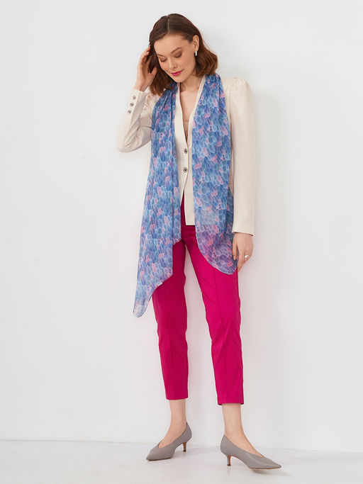 Большой, мягкий, тонкий и очень нежный двусторонний палантин с рисунком в стиле арт-дек - Tantino фото 4