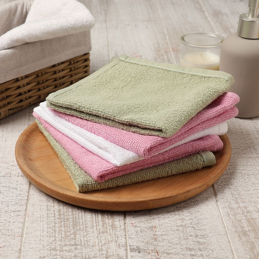 Салфетки махровые Этель. Цветы, 5 шт., 30?30 см, хлопок 100%, зелёные/розовые