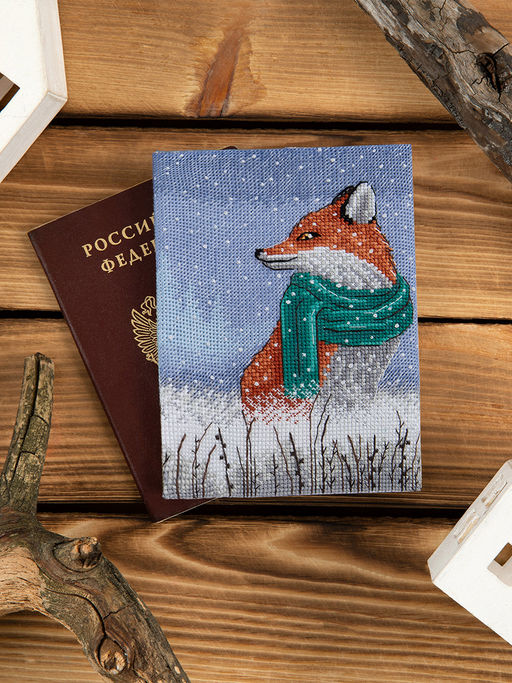 Набор для вышивания PANNA OP-7521 Обложка для паспорта. Зимний лис 20 х 13.5 см