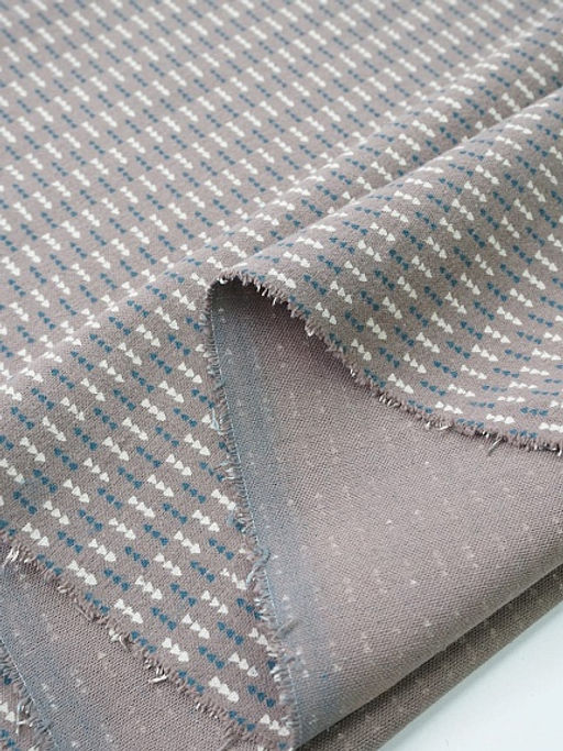 Теплый хлопок Пирамидки - елочки (синий/молочный) цв.кофейный, ш.1.5м, хлопок-100%, 150гр/м.кв - Купава фото 4