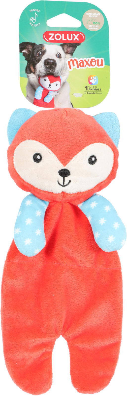 ZOLUX, Плюшевая шуршащая игрушка с пищалкой "Хитрый лис", 26 см, 480168ORA