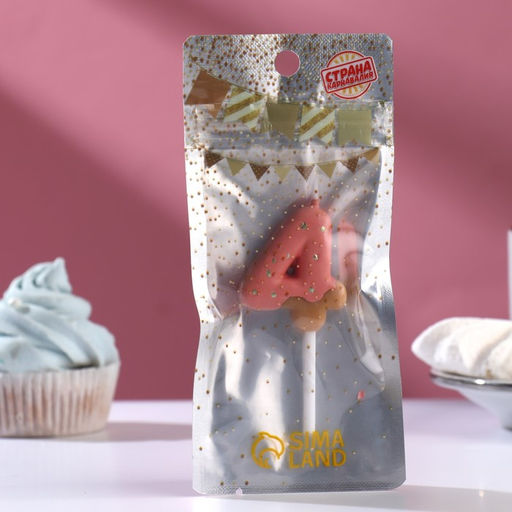 Свеча в торт Клубничная глазурь, цифра 4, розовая, 3,8 см - Страна карнавалия фото 2