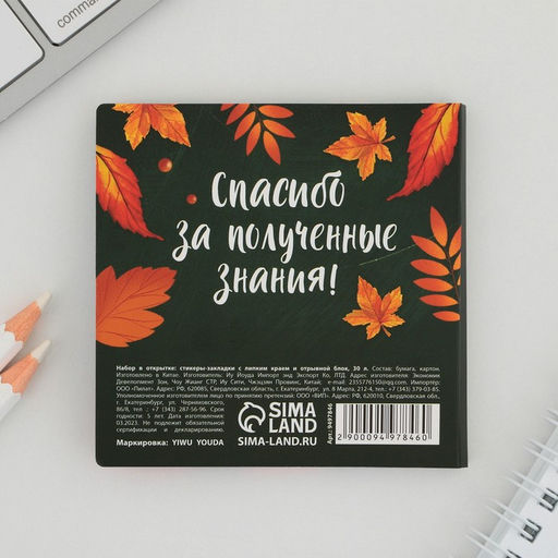 Цена за 2 шт. Набор в открытке «Дорогому Учителю», стикеры 4×20 листов, отрывной блок 30 листов