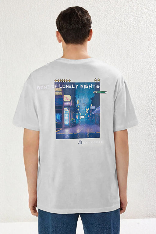 Gri Oversize/Geni_ Kesim Bisiklet Yaka K_sa Kol Game Over Bask_l_ T-Shirt TMNSS23TS00247 - Trendyolmilla фото 2