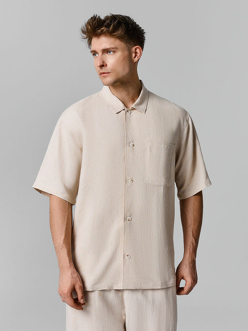 Рубашка мужская льняная бежевая
