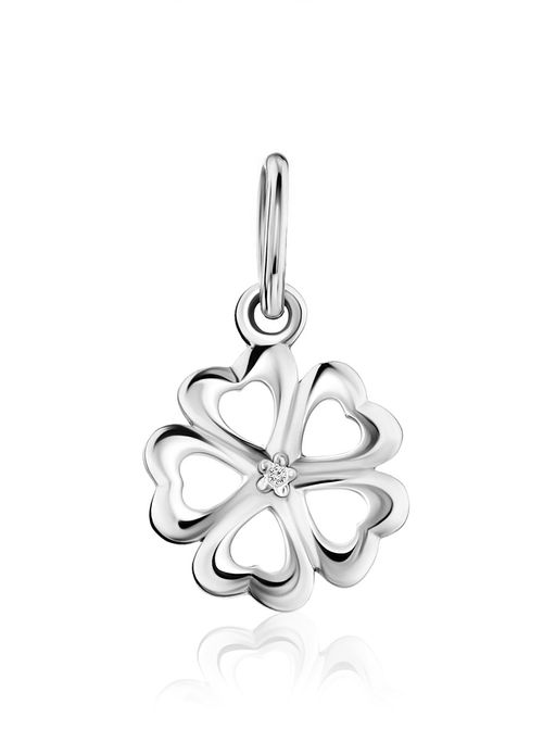 Миниатюрный кулон с бриллиантом Клевер