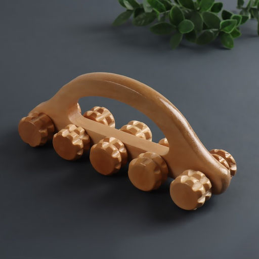 Массажёр «Гусеница», 18×5.5×8 см, 10 колёс, деревянный