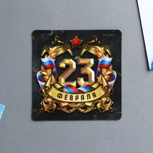 Цена за 4 шт. Магнит полимерный 23 Февраля, 7?7 см
