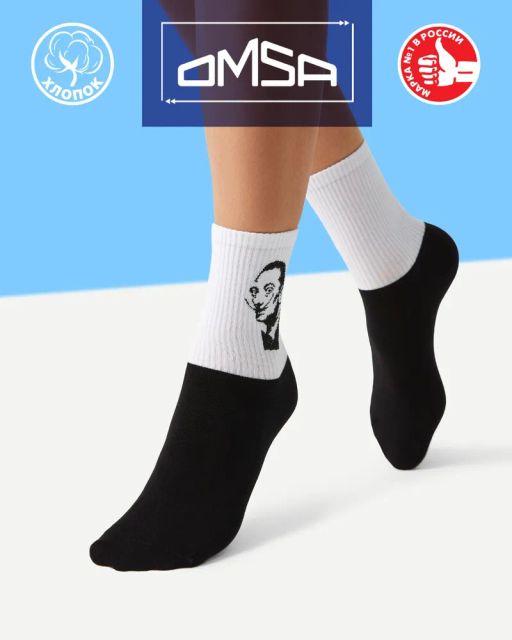 Носки OMSA FREESTYLE 604 - Дали Nero/Bianco  фото 4