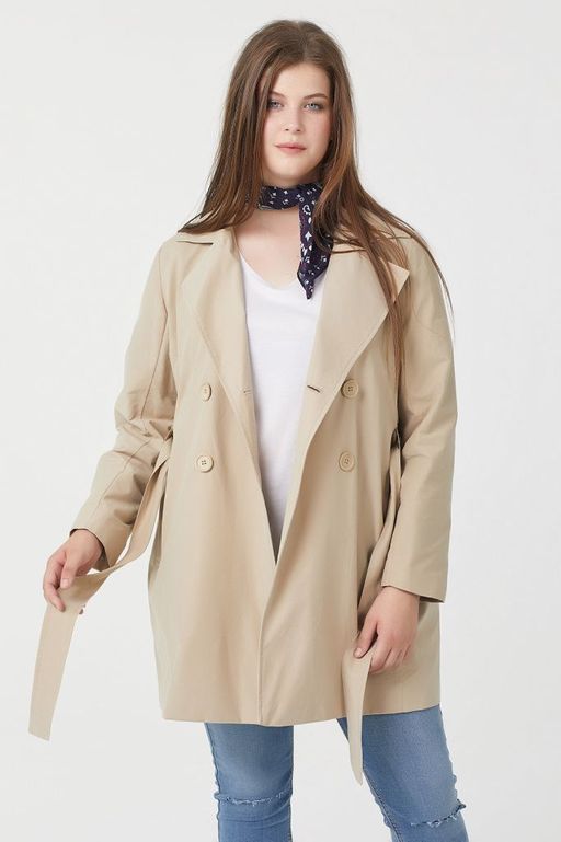 Плащ летний короткий большого размеры бежевый