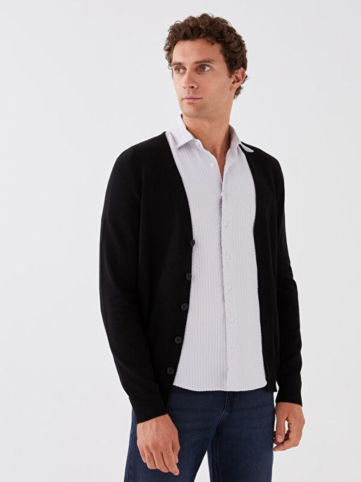 Standart Kal?p V Yaka Erkek Triko H?rka