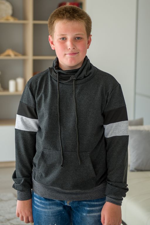 Толстовка подростковая из футера Оскар антрацит - Амадэль фото 3