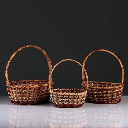 Набор корзин плетёных, 3 шт., 31×26×12/37, 26×22×11/34, 23×18×9/30 см, ротанг