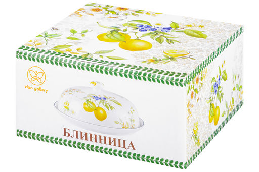 Блинница 23*23*9,5 см "Лимоны" фарфор NEW BONE CHINA