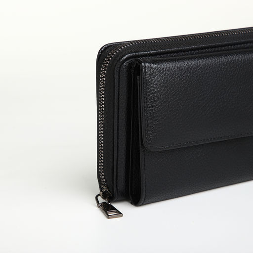 Портмоне-клатч мужской на молнии TEXTURA, чёрное