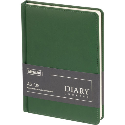 Ежедневник недатированный ATTACHE Classic А5,140х200мм,136л, темно-зеленый