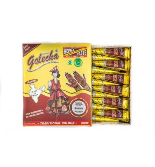 Хна в конусе Golecha (12 конусов в упаковке), коричневый цвет 25г.*12