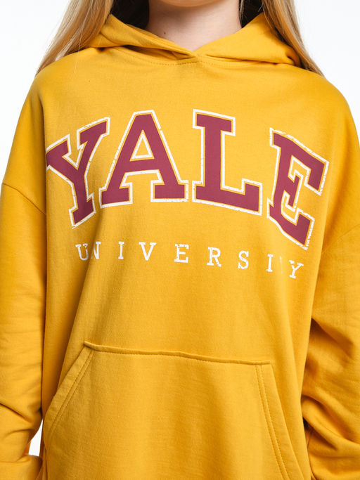 Джемпер худи one sizeс принтом с начесом 	 UD 8006 горчичный - Mini maxi фото 14