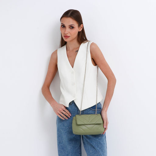 Сумка женская мессенджер на магните, 23×7×14 см, оливковая