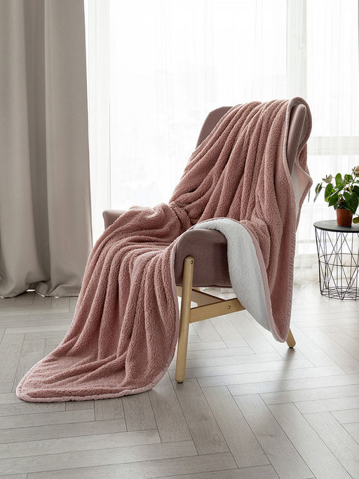 Плед с шерпой 150x200 розовый
