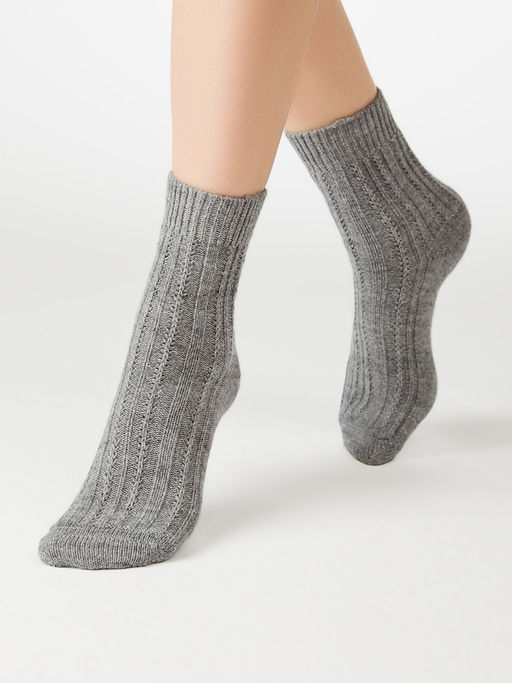 MINI INVERNO 3303 носки жен. (осенние модели) 10% Шерсть, 80% Акрил, 9% Полиамид, 1% Эластан - grigio - Minimi фото 2