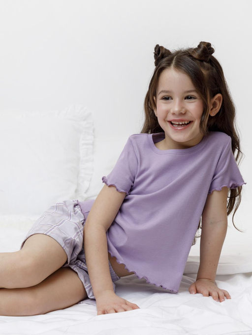 К 1645/лаванда,шотландская клетка пижама для дев