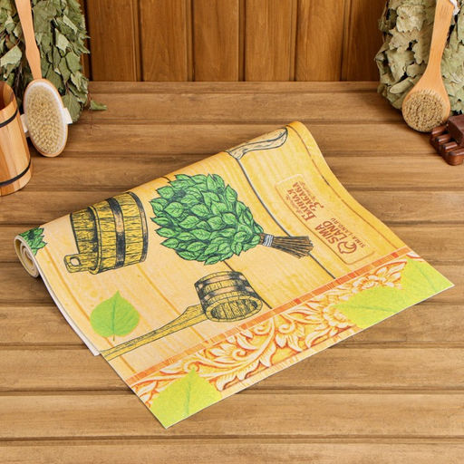 Коврик - лежак для бани и сауны с принтом «Чистое тело — залог здоровья», 150×50 см, полиэфир 70%, шерсть 30%, «Банная забава»