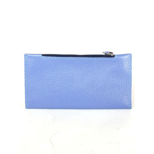 Портмоне женское Croco-ПР-1052 натуральная кожа 3 отд, 5 карм, голубой флотер (18) 261401