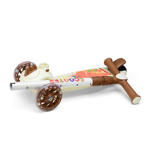 Самокат 3-х кол., коричневый, PU, в коробке