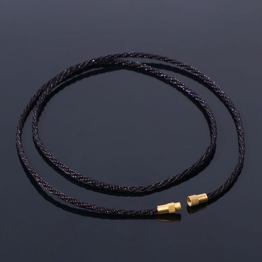 Цена за 10 шт. Шнурок текстильный с винтовым замком, 50 см, чёрный