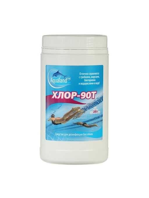 Дезинфицирующее средство Aqualand Хлор-90Т, таблетки 200 г, 1 кг