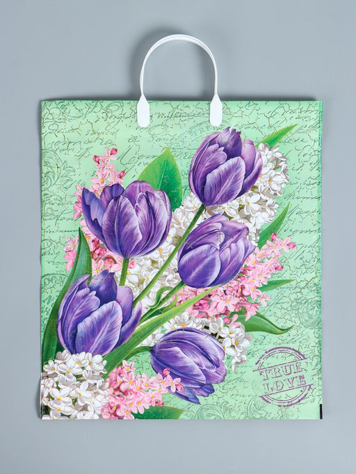 Цена за 10 шт. Пакет «Беатрис», полиэтиленовый с пластиковой ручкой, 100 мкм 40×44 см