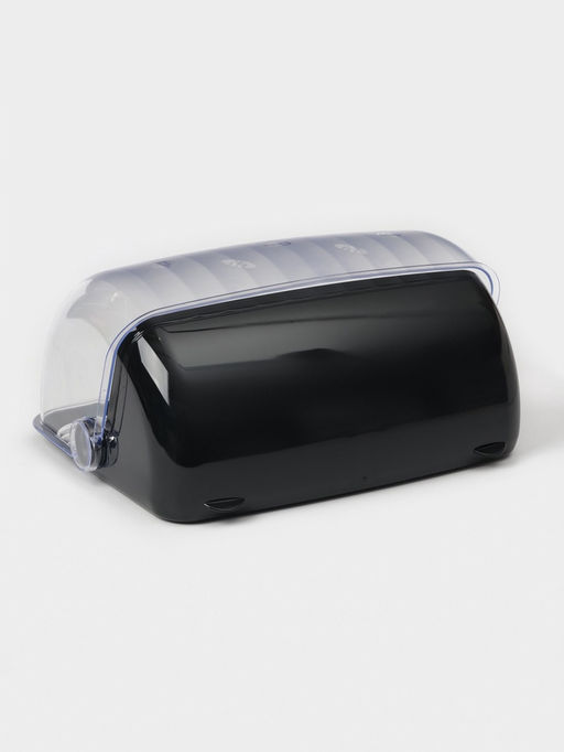 Хлебница с крышкой «Рондо», 34×26×15.5 см, пластик, чёрная