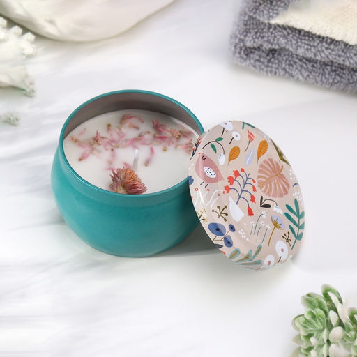 Ароматическая свеча в банке «Фрезия», из соевого воска с сухоцветом, 4.5×6 см, 80 г