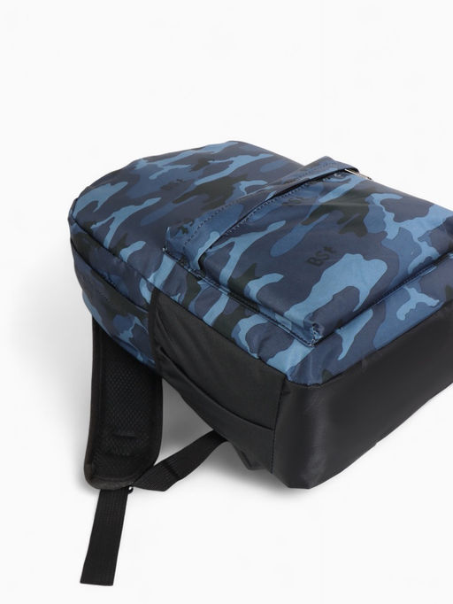 Рюкзак школьный на молнии, с карманами, с принтом, размер 30?13?42 см, тёмно-синий/чёрный