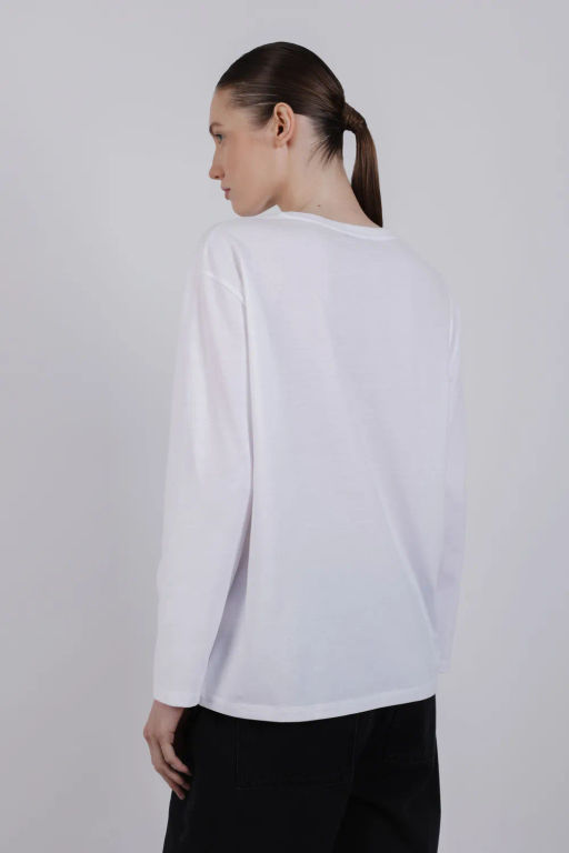 Белый лонгслив с красным принтом-надписью - Incity фото 5