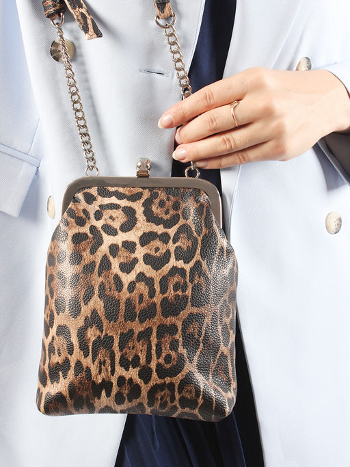 LACCOMA сумка Китти-HL040-леопард темно-коричневый эко кожа хлопок  фото 7